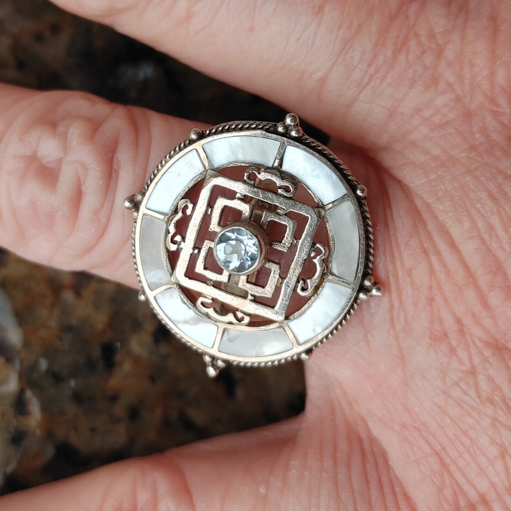 White Shell Abalone Ring In 925 Solid Sterling Si… - image 2